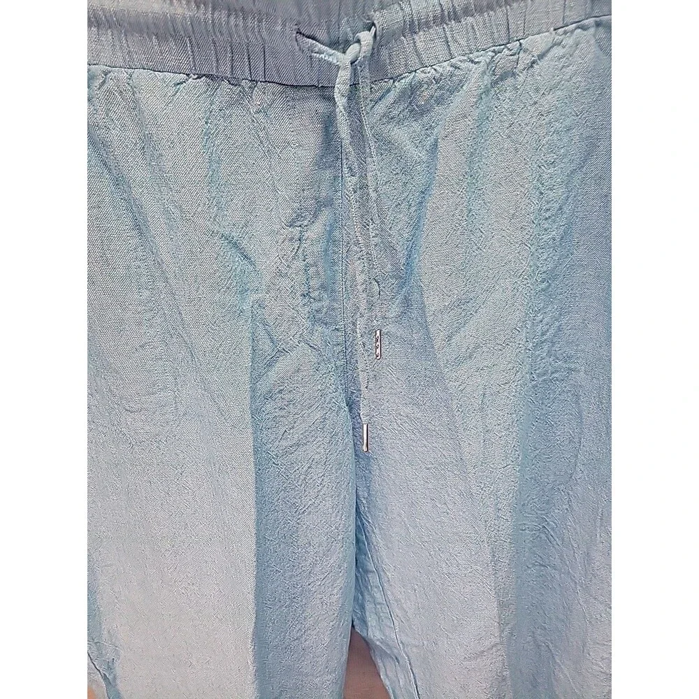 Jones New York Blue Linen Stonewash Ankle‎ Pants XL